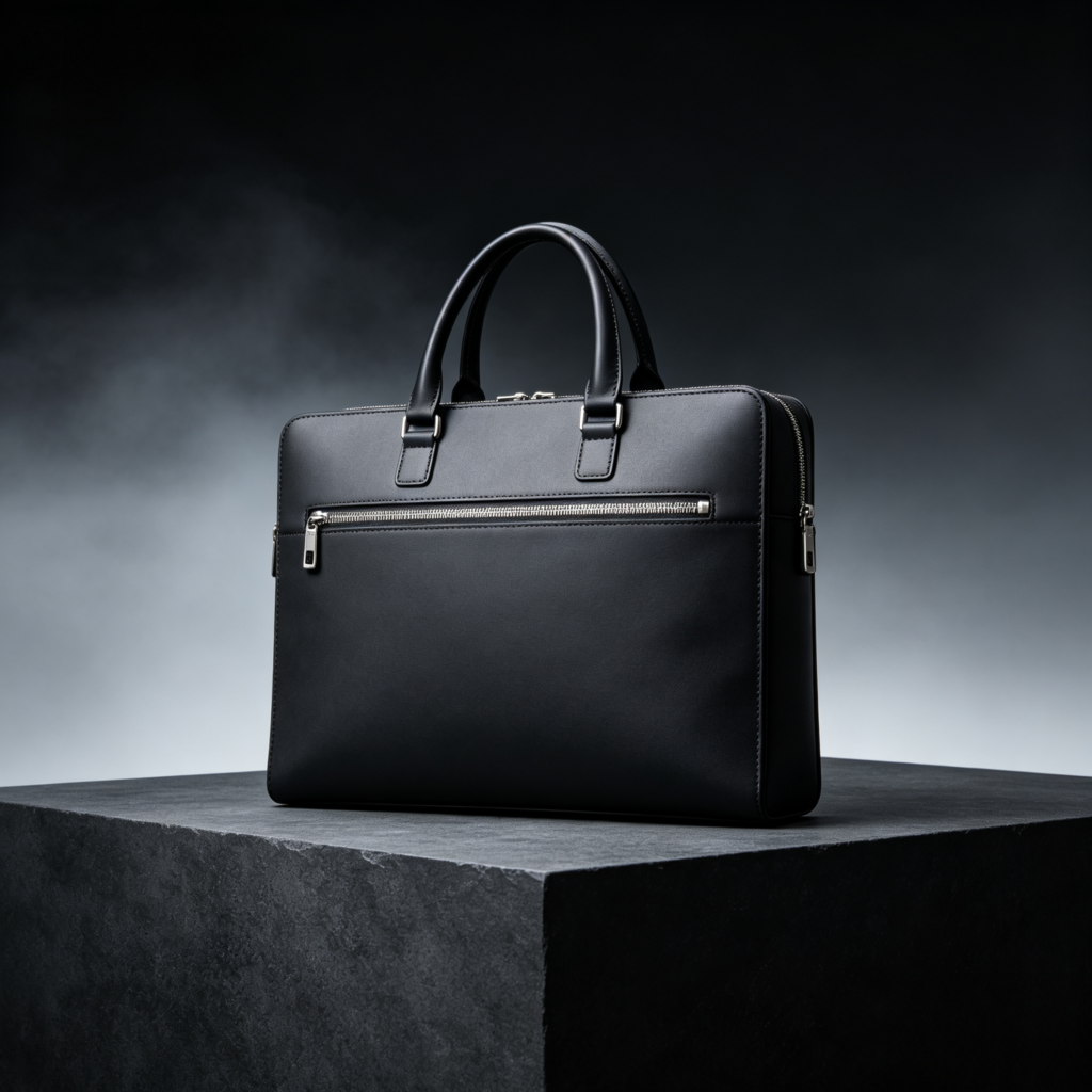 Black Slim Structured Briefcase Bag