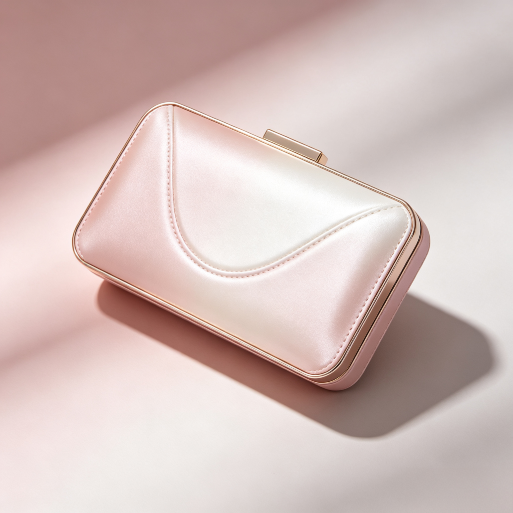 Blush Pink Pearlescent Quilted Clutch