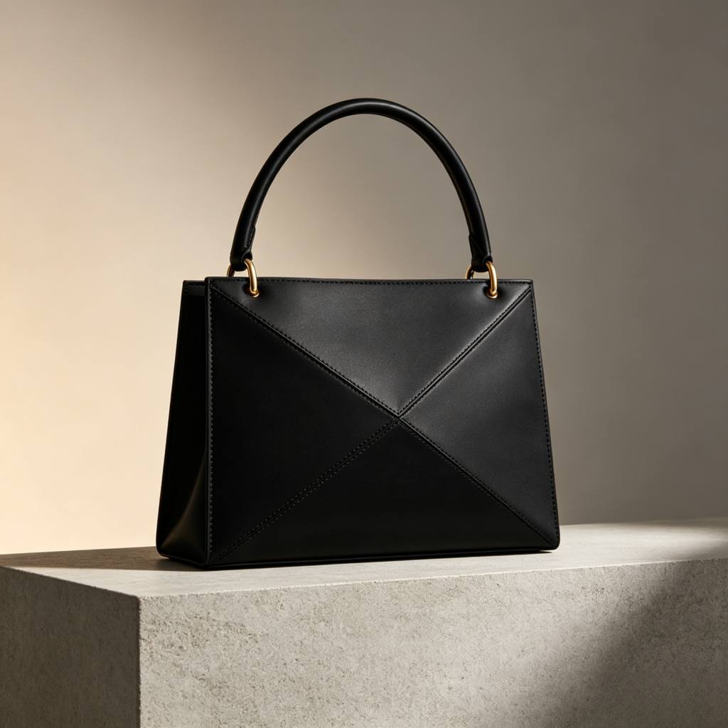 Black Colorblock Angular Handbag