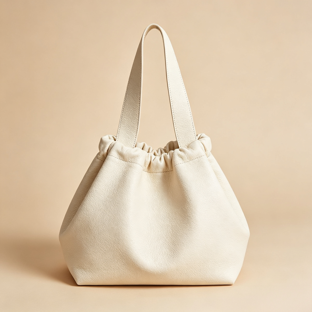 Ivory Canvas Drawstring Tote Bag