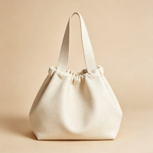 Ivory Canvas Drawstring Tote Bag