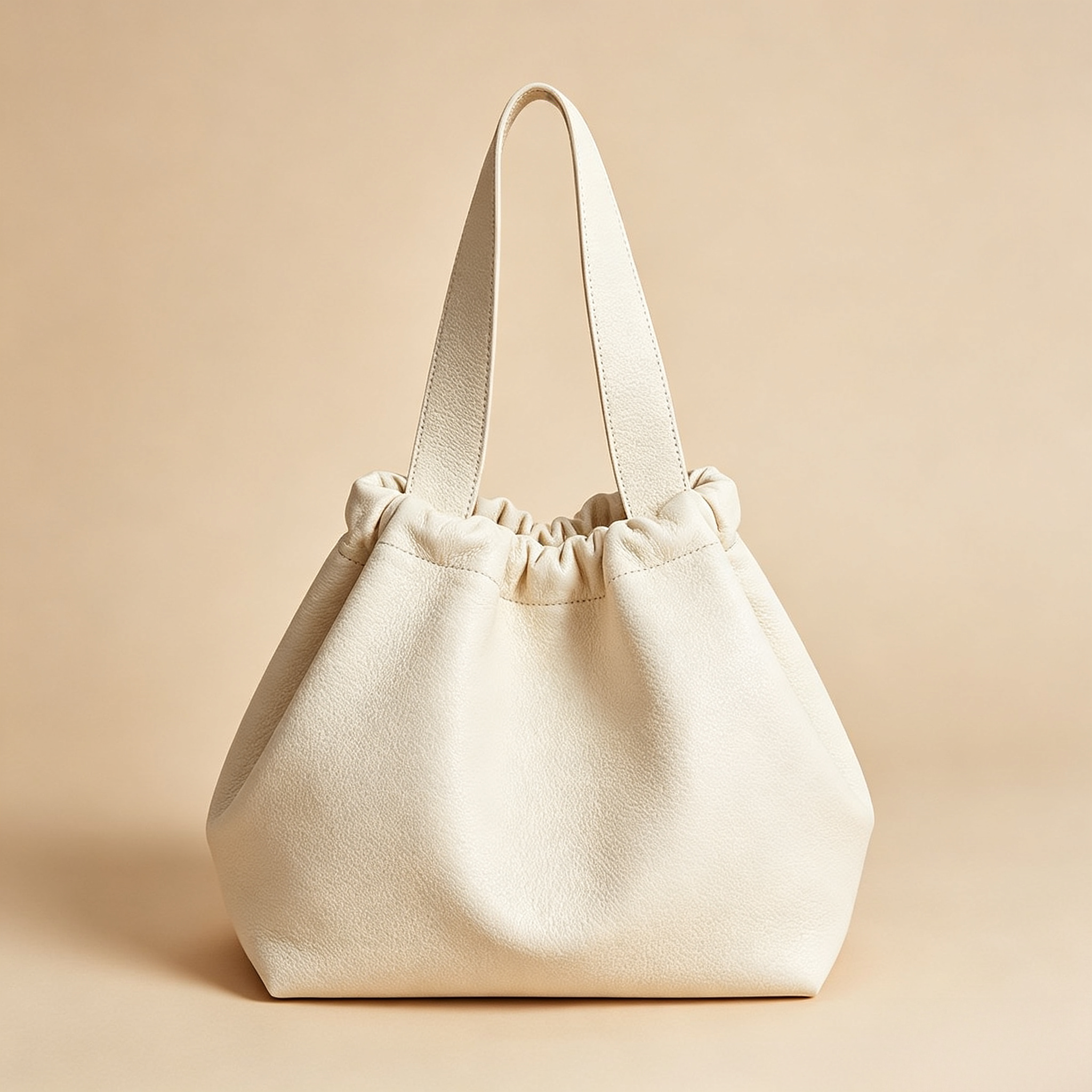Ivory Canvas Drawstring Tote Bag